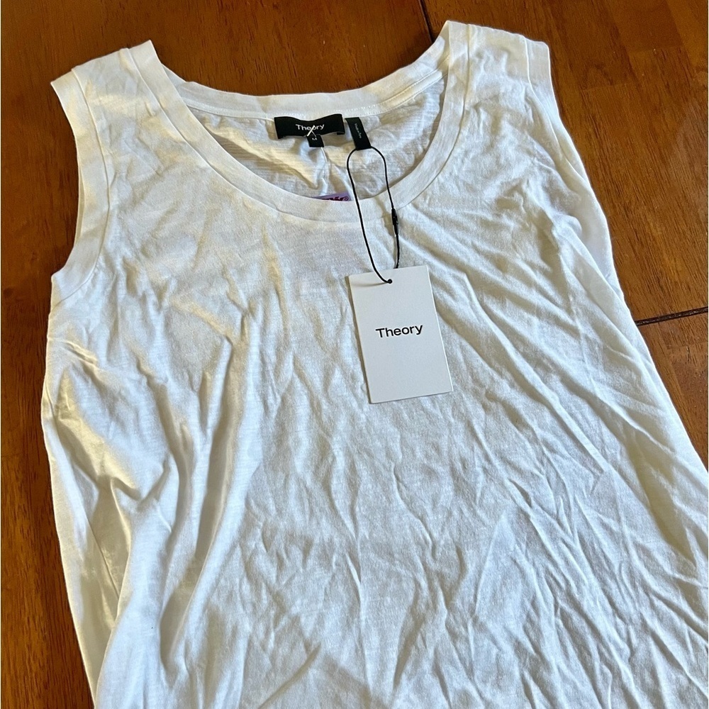 Theory White Sea Slub Easy Tank NWT Size M